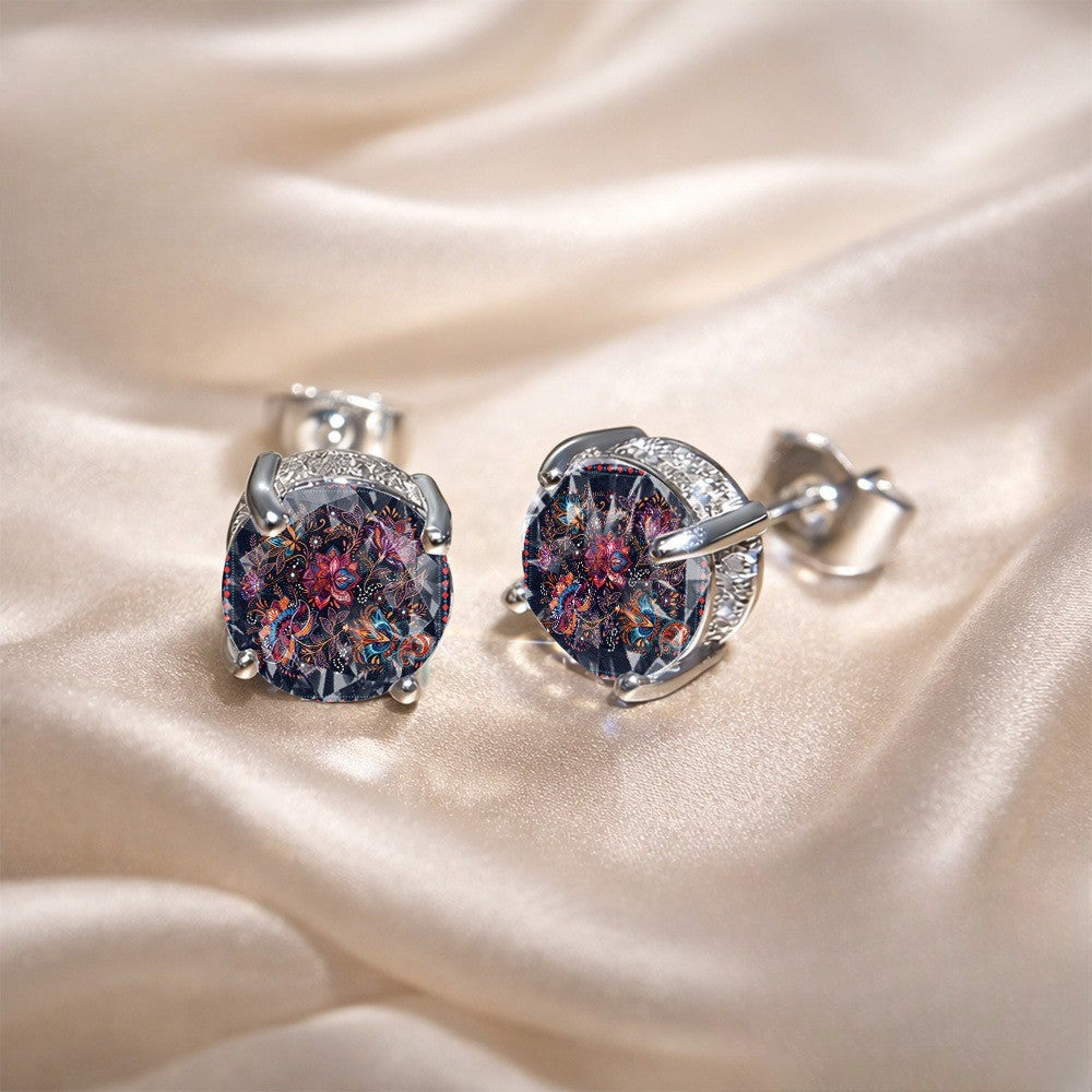 Mosaic Floral Glass Stud Earrings