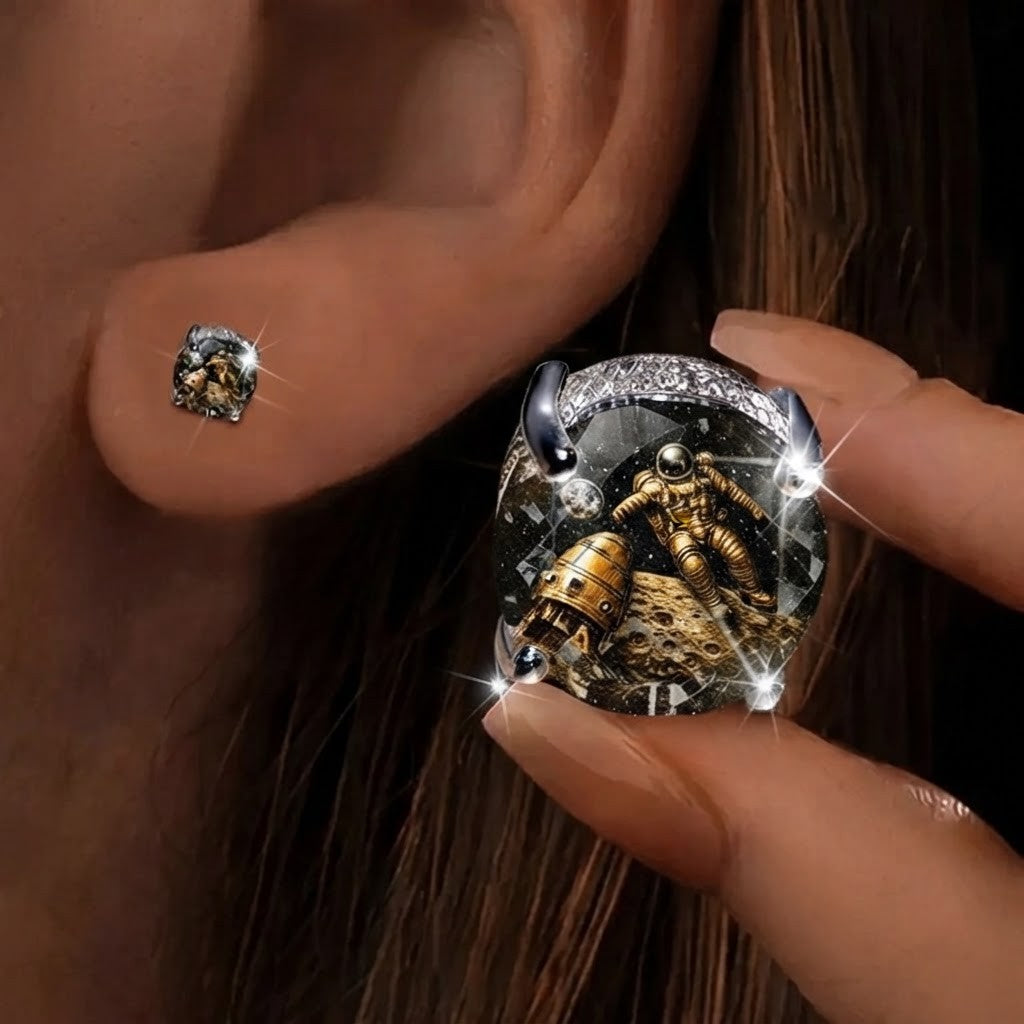 Astronaut Crystal Stud Earrings