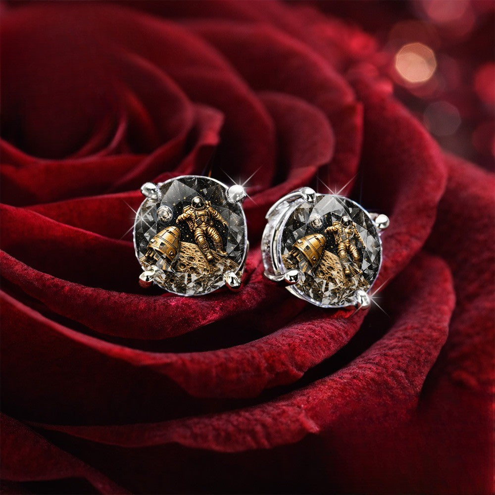 Astronaut Crystal Stud Earrings