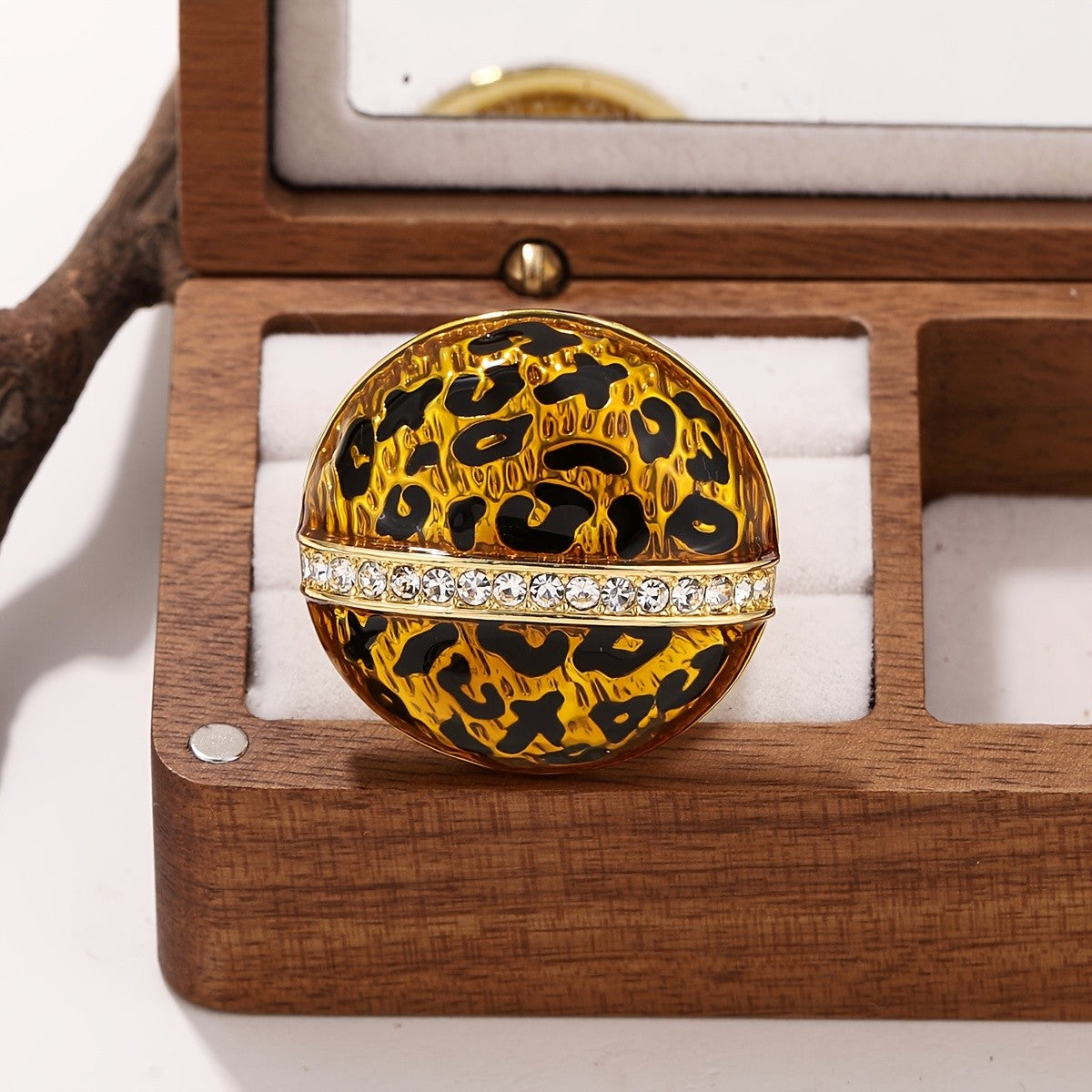 Leopard Print Glass Dome Ring