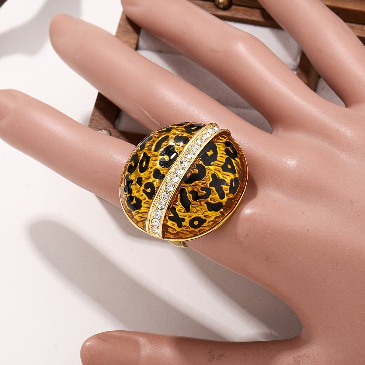 Leopard Print Glass Dome Ring