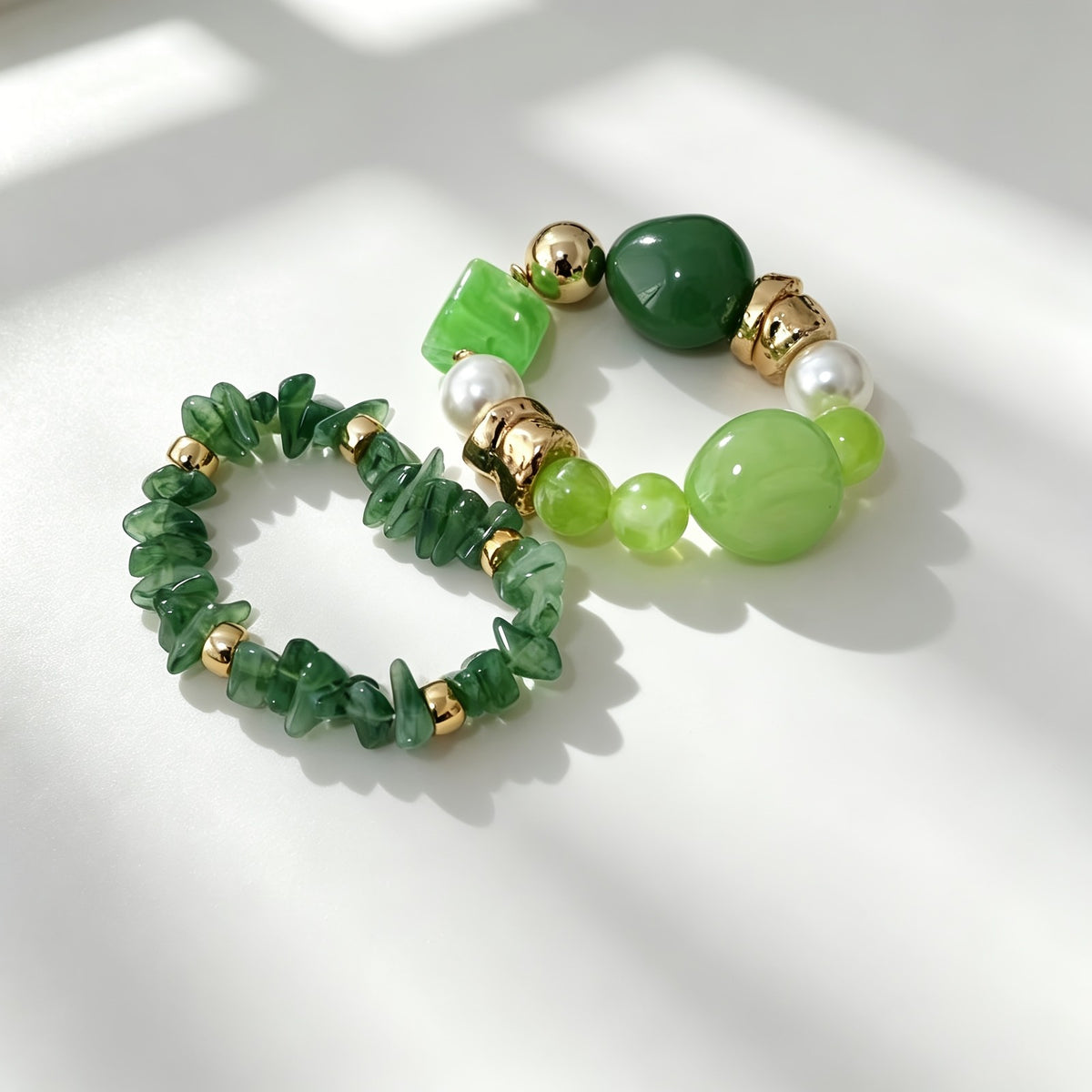 Mixed Stone Bead Bracelet Set