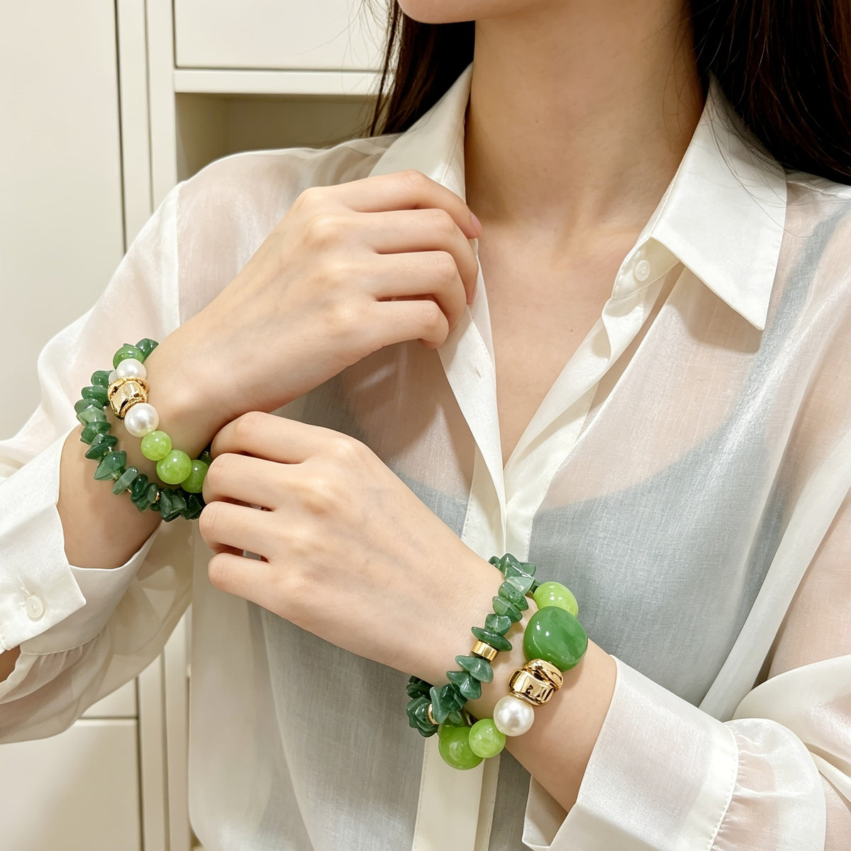 Mixed Stone Bead Bracelet Set