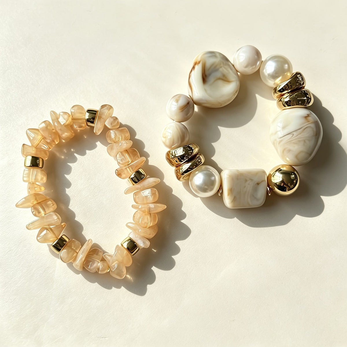 Mixed Stone Bead Bracelet Set