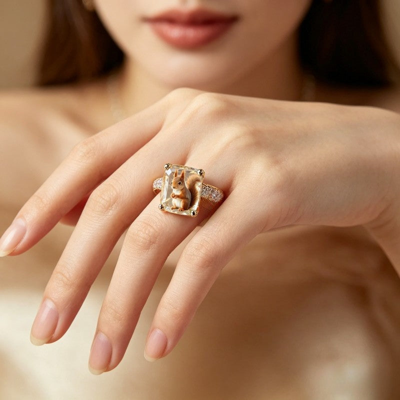 Squirrel Crystal Ring