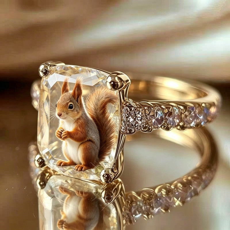 Squirrel Crystal Ring