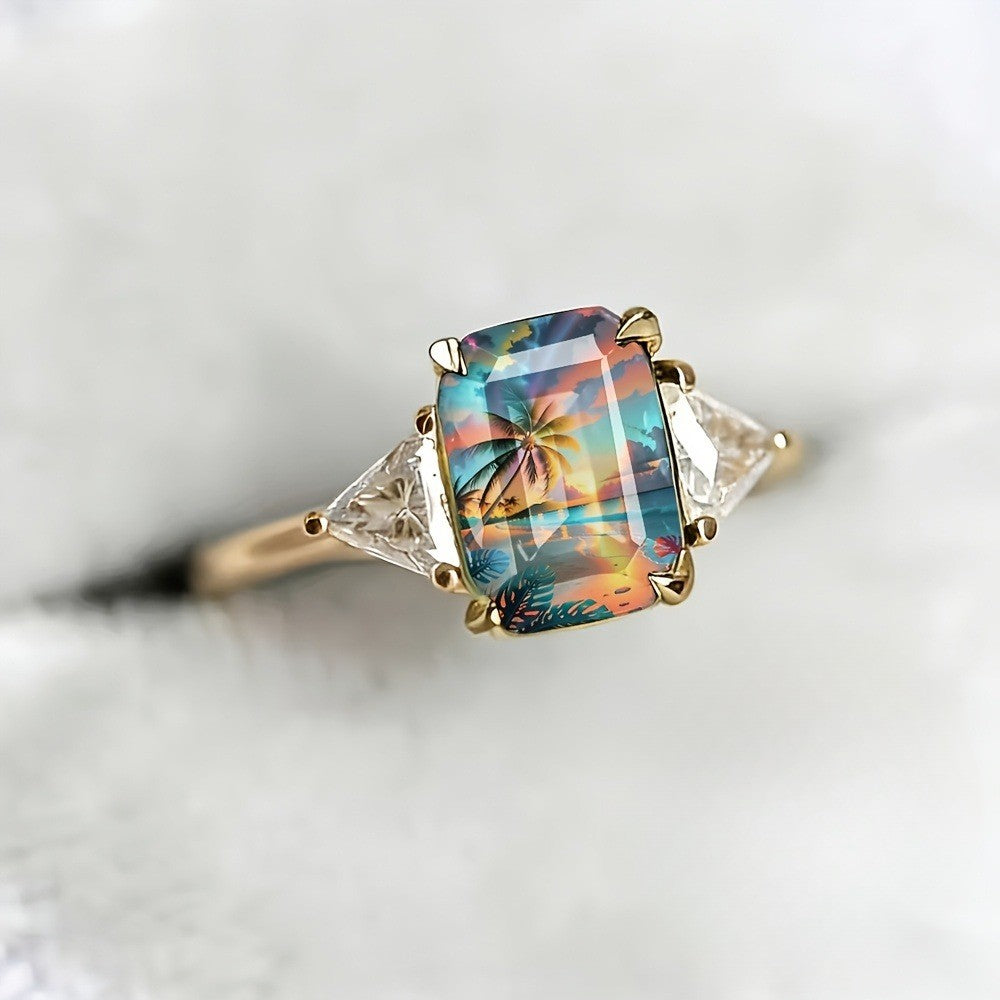 Tropical Sunset Rectangular Ring