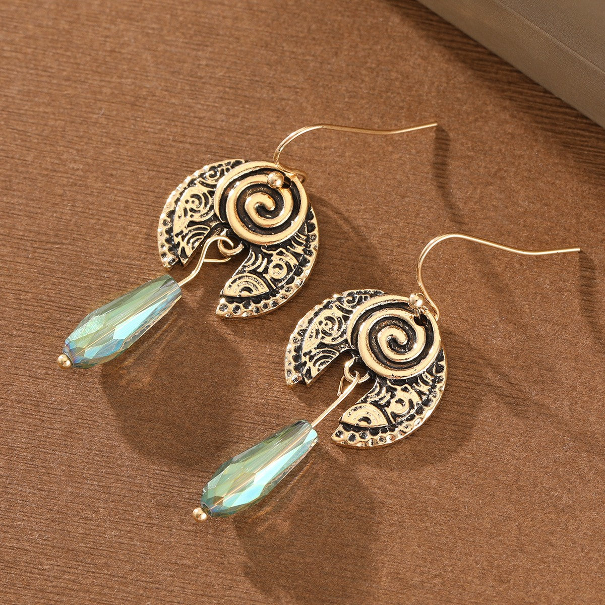 Spiral Crescent Drop Earrings