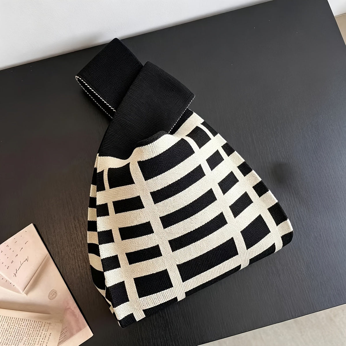Black & White Grid Tote Bag