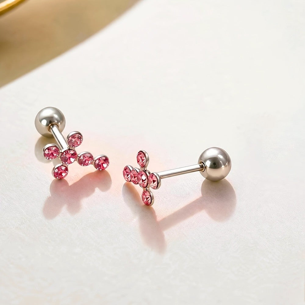 Crystal Vine Cross Stud Earrings