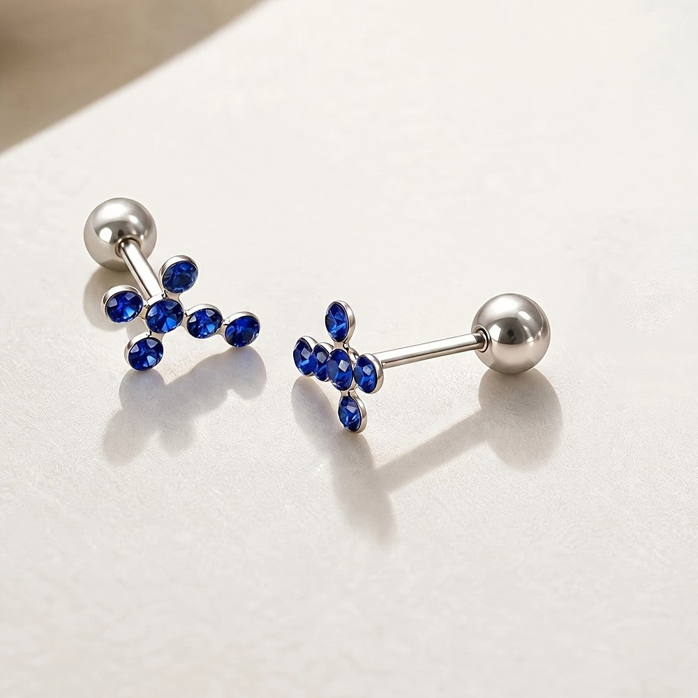 Crystal Vine Cross Stud Earrings