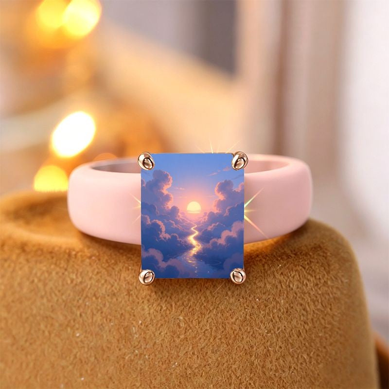 Sunset Cloud Square Ring