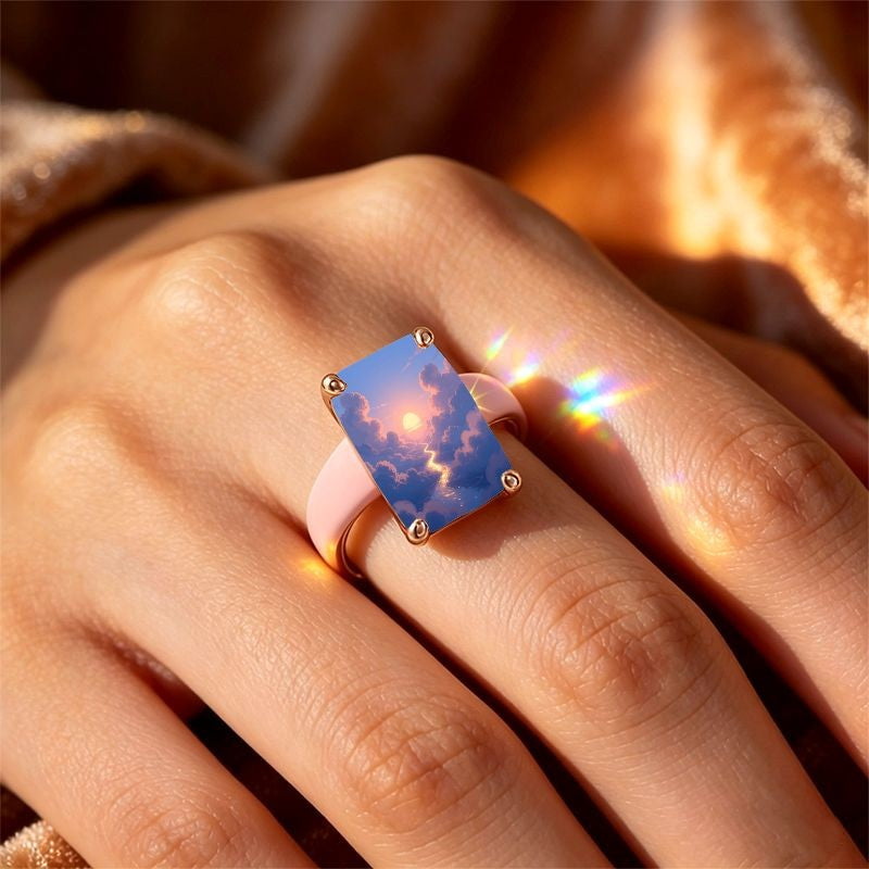 Sunset Cloud Square Ring