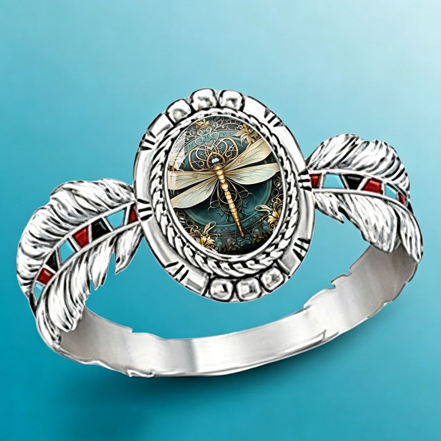 Dragonfly Glass Oval Ring