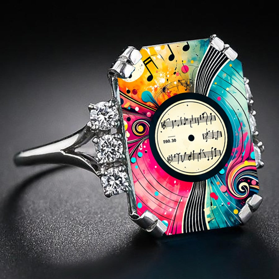 Colorful Vinyl Record Ring