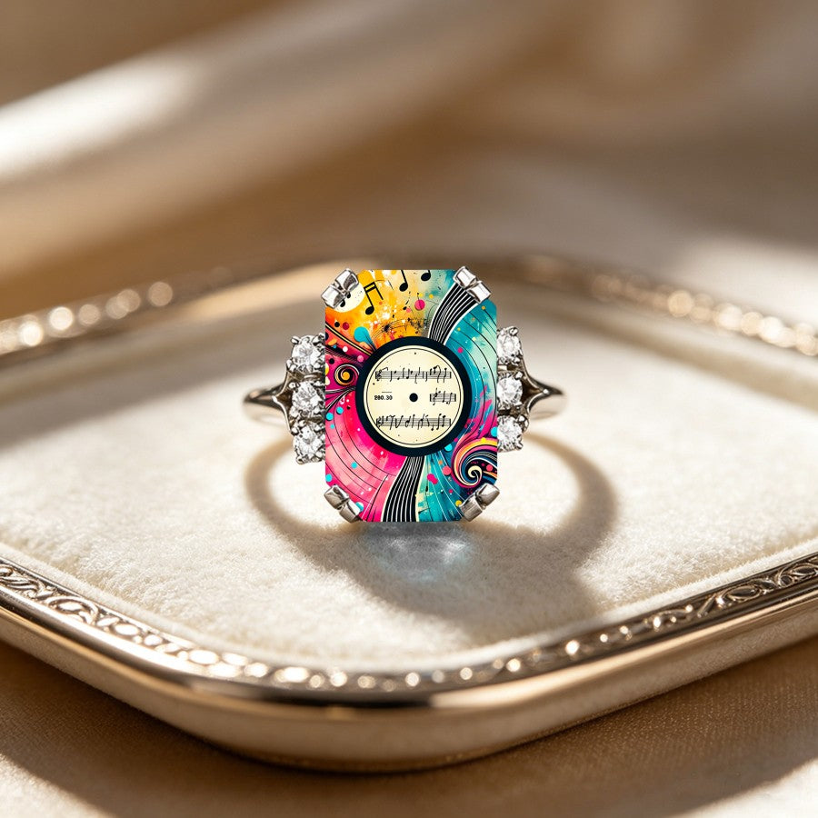 Colorful Vinyl Record Ring