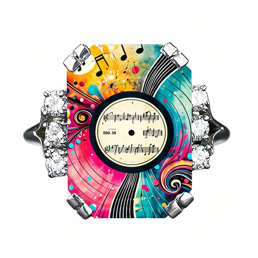 Colorful Vinyl Record Ring