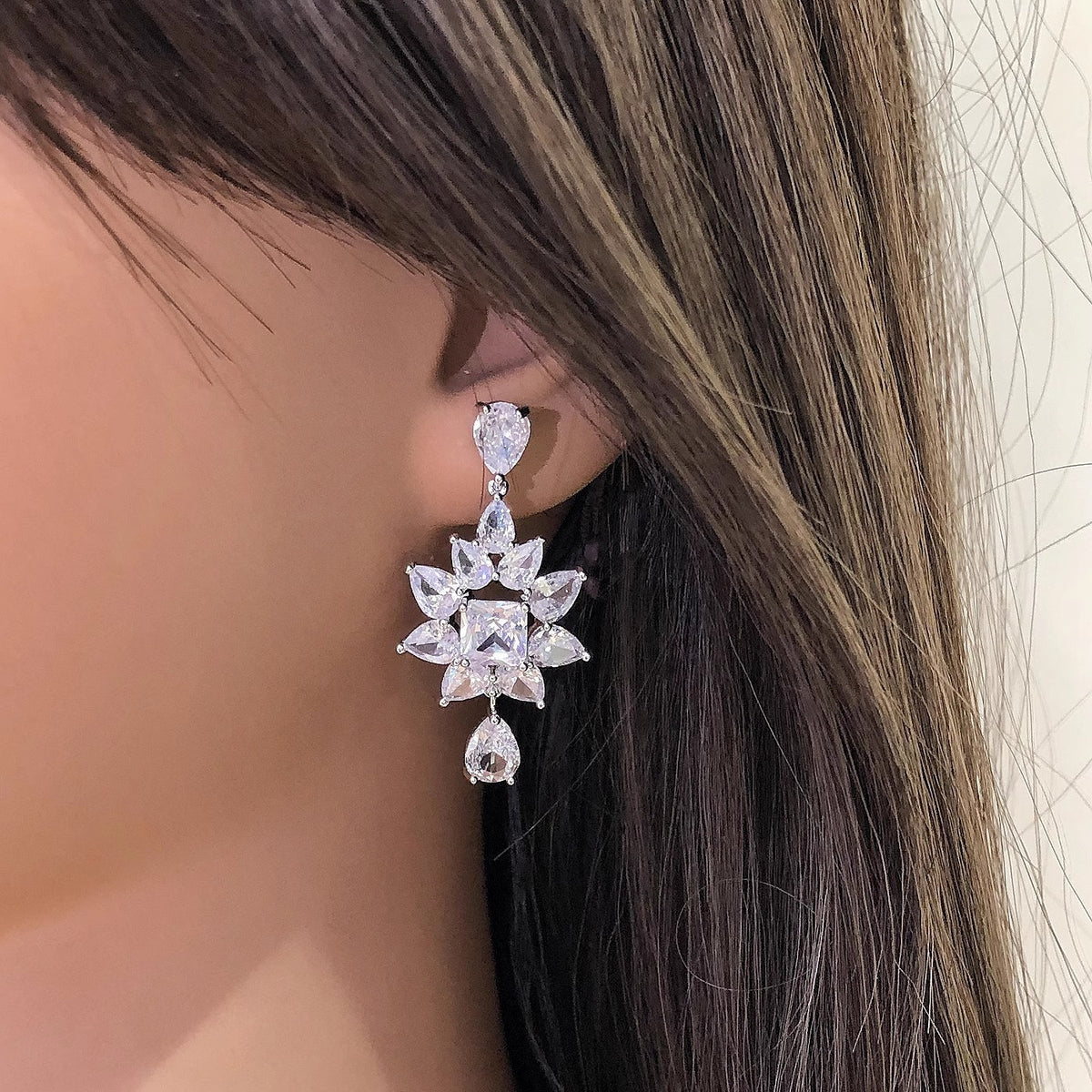 Crystal Starburst Drop Earrings