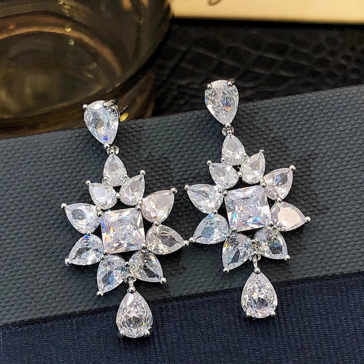 Crystal Starburst Drop Earrings