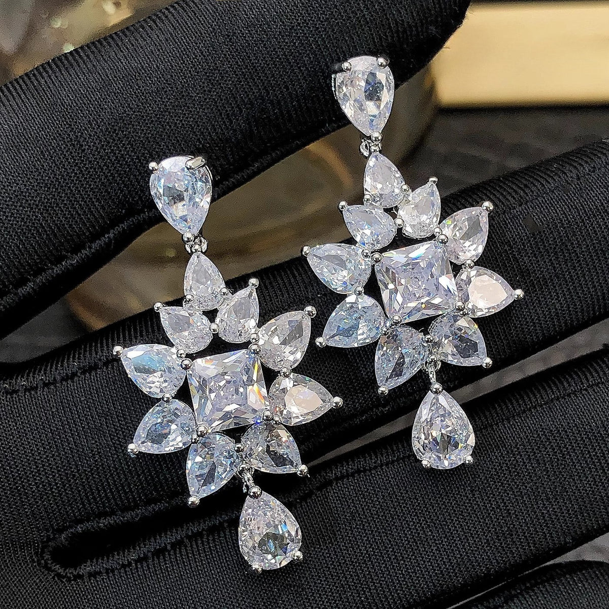 Crystal Starburst Drop Earrings