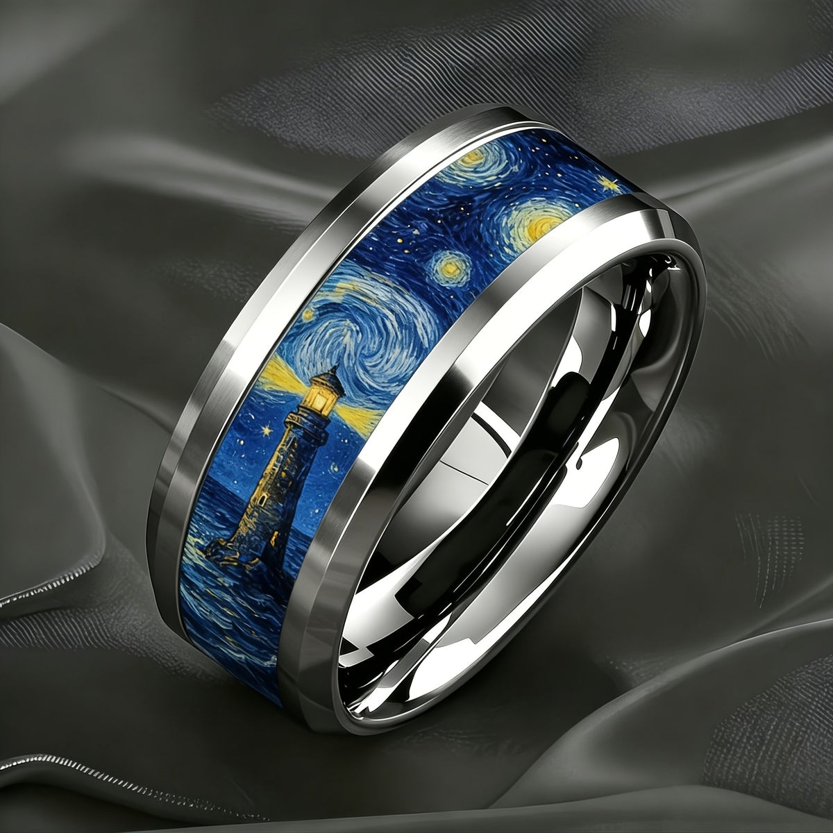 Starry Night Lighthouse Ring