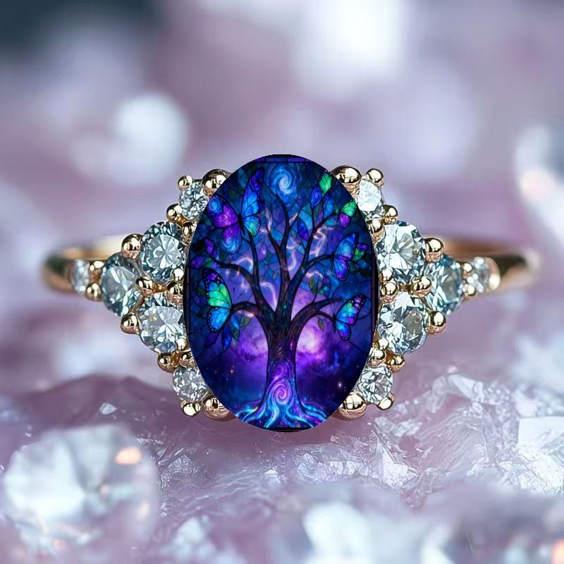 Butterfly Tree Oval Ring