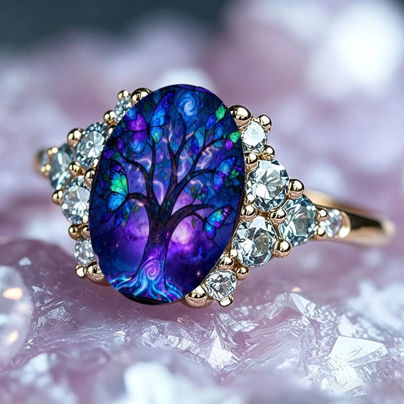 Butterfly Tree Oval Ring