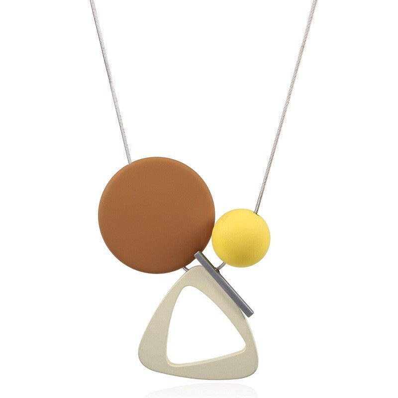 Multicolor Geometric Wood Necklace