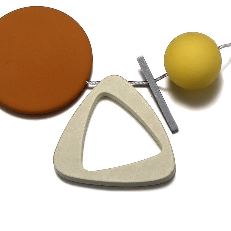 Multicolor Geometric Wood Necklace