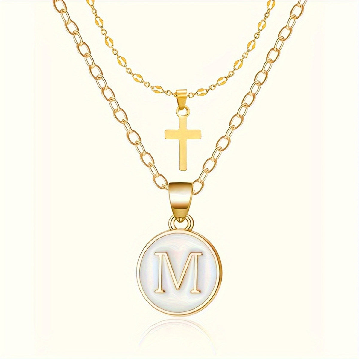 Initial Cross Layered Necklace