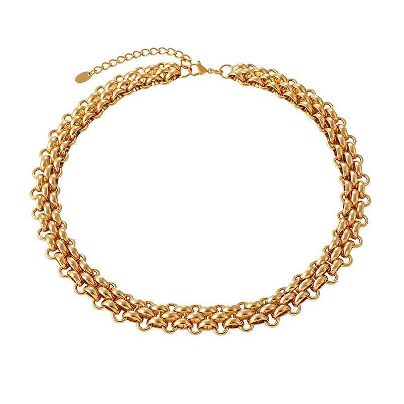 Layered Box & Oval Chain Necklace
