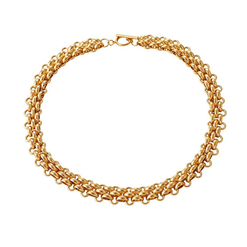Layered Box & Oval Chain Necklace