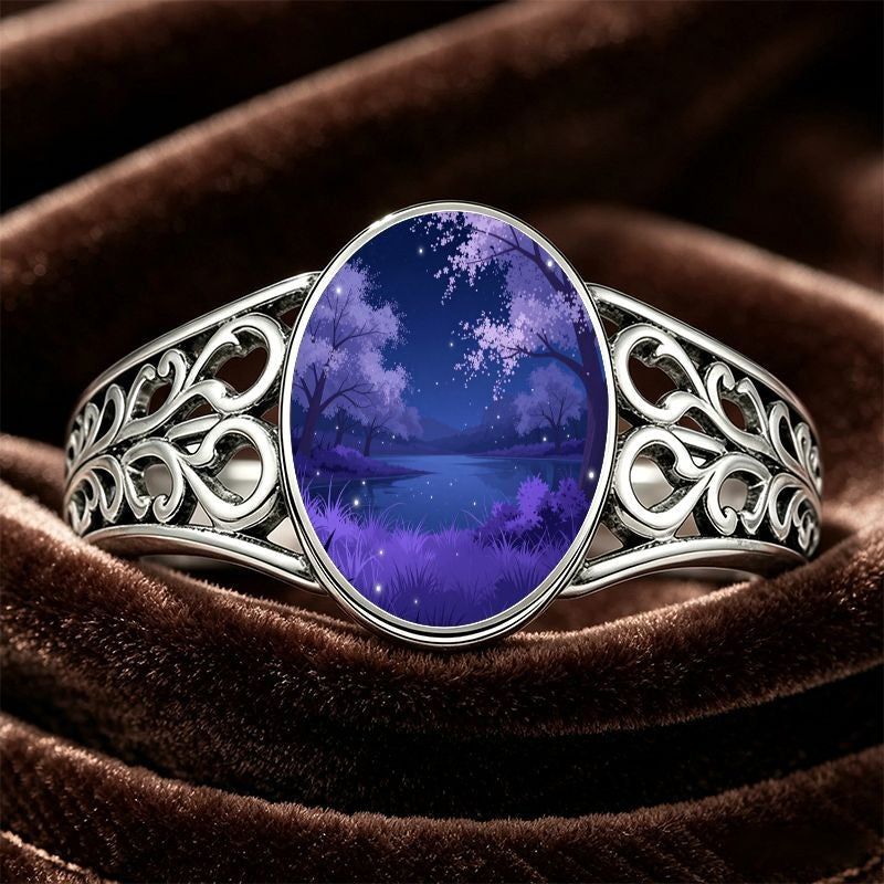 Purple Landscape Oval Ring