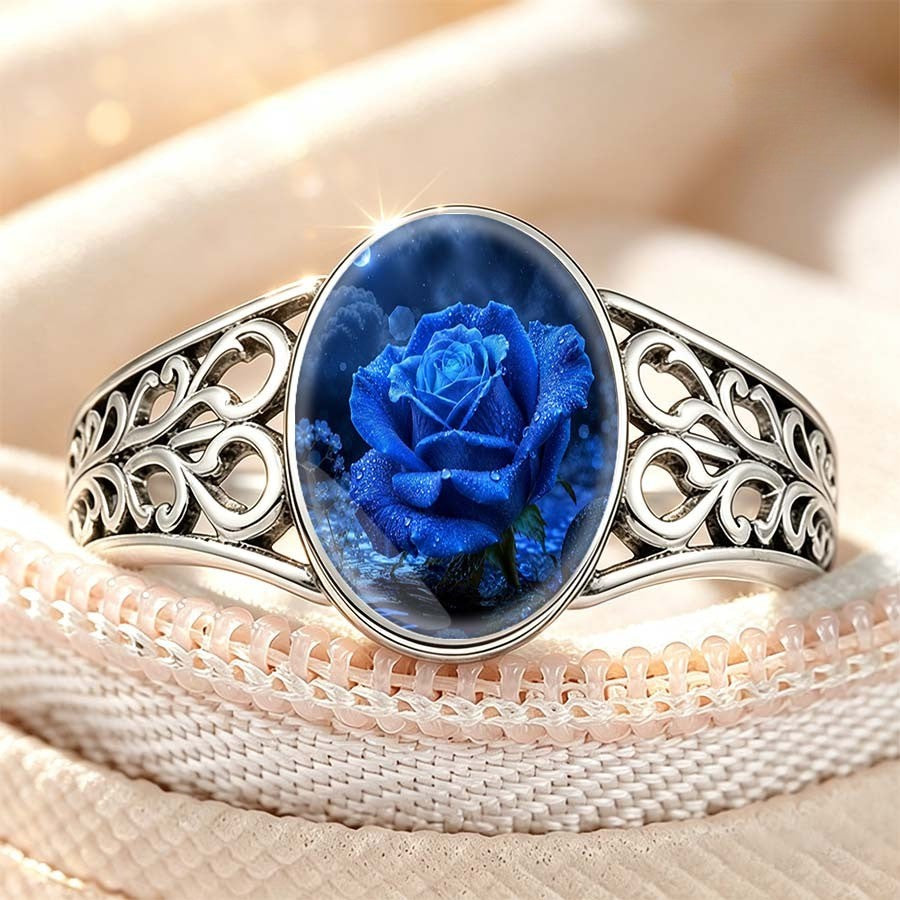 Blue Rose Filigree Ring