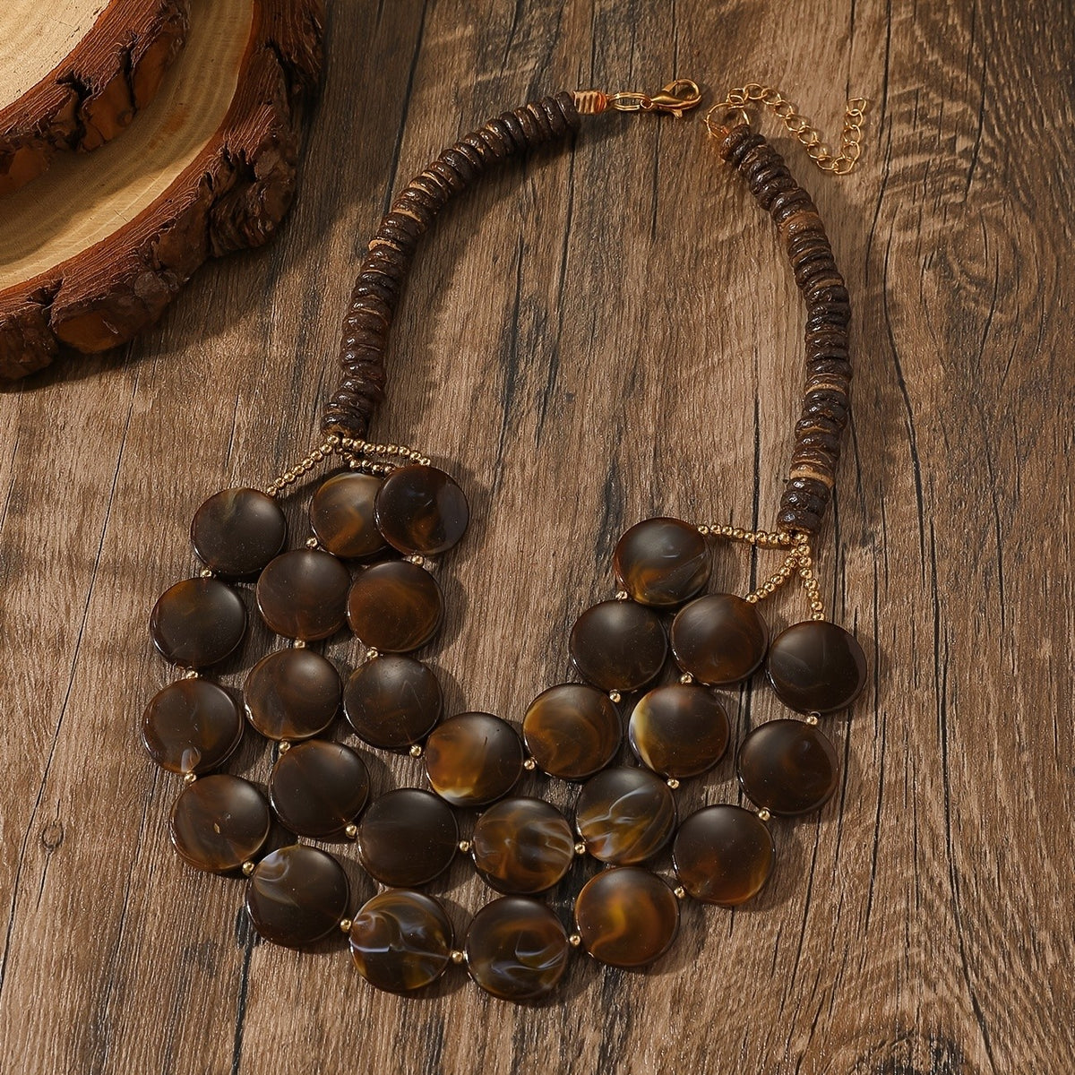 Layered Disc Cascade Necklace