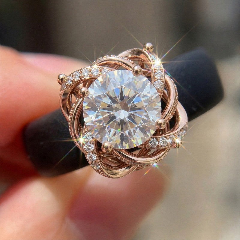 Twisted Halo Zircon Ring