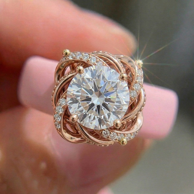Twisted Halo Zircon Ring