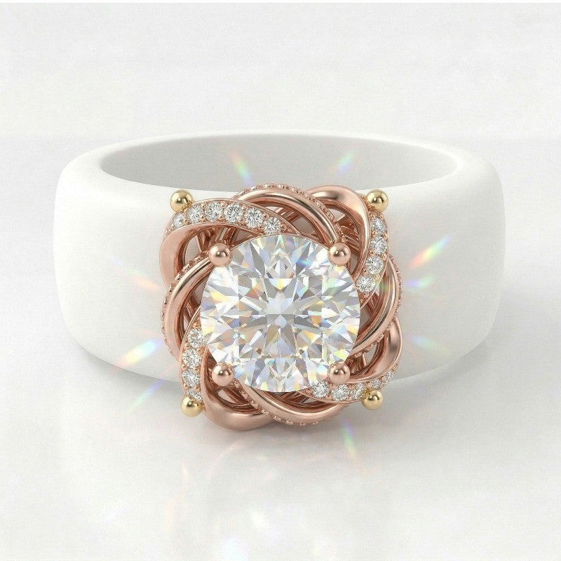 Twisted Halo Zircon Ring