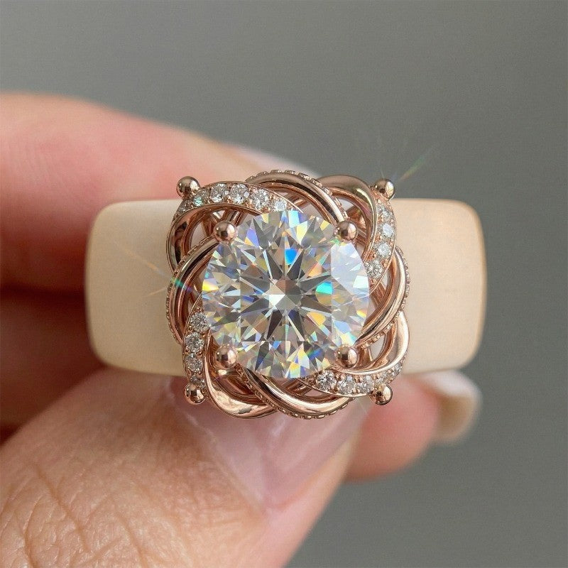 Twisted Halo Zircon Ring