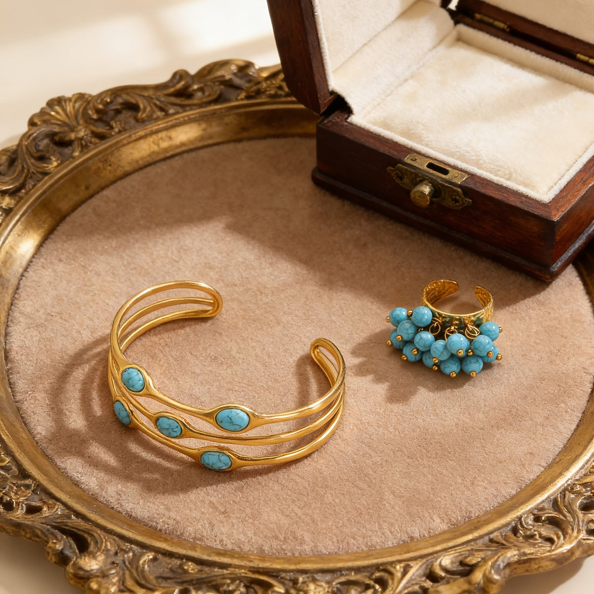 Turquoise Stone Bangle Set