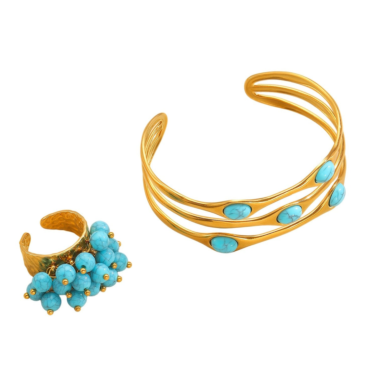 Turquoise Stone Bangle Set