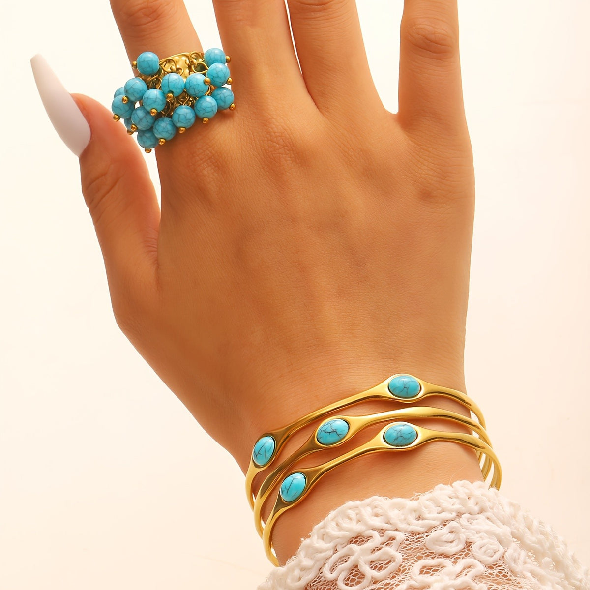 Turquoise Stone Bangle Set