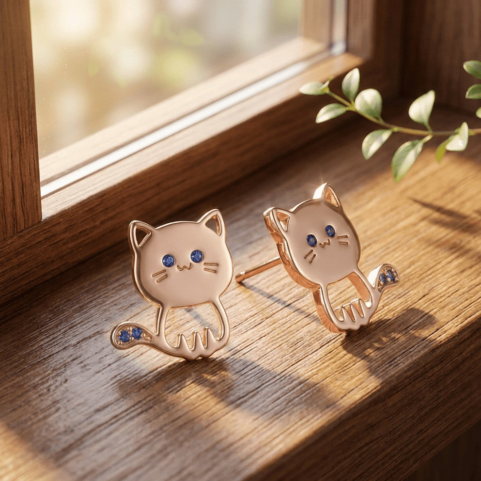 Cat Stud Earrings
