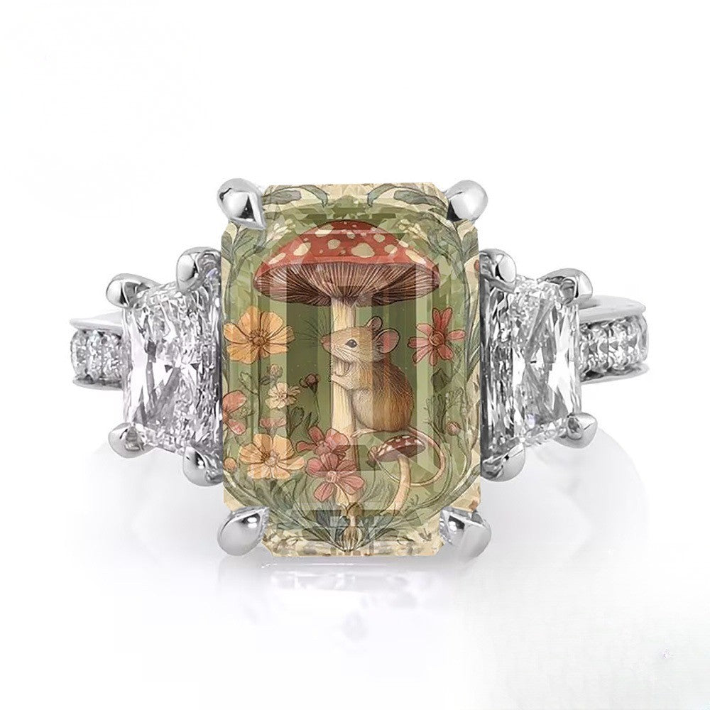 Mouse & Mushroom Square Ring