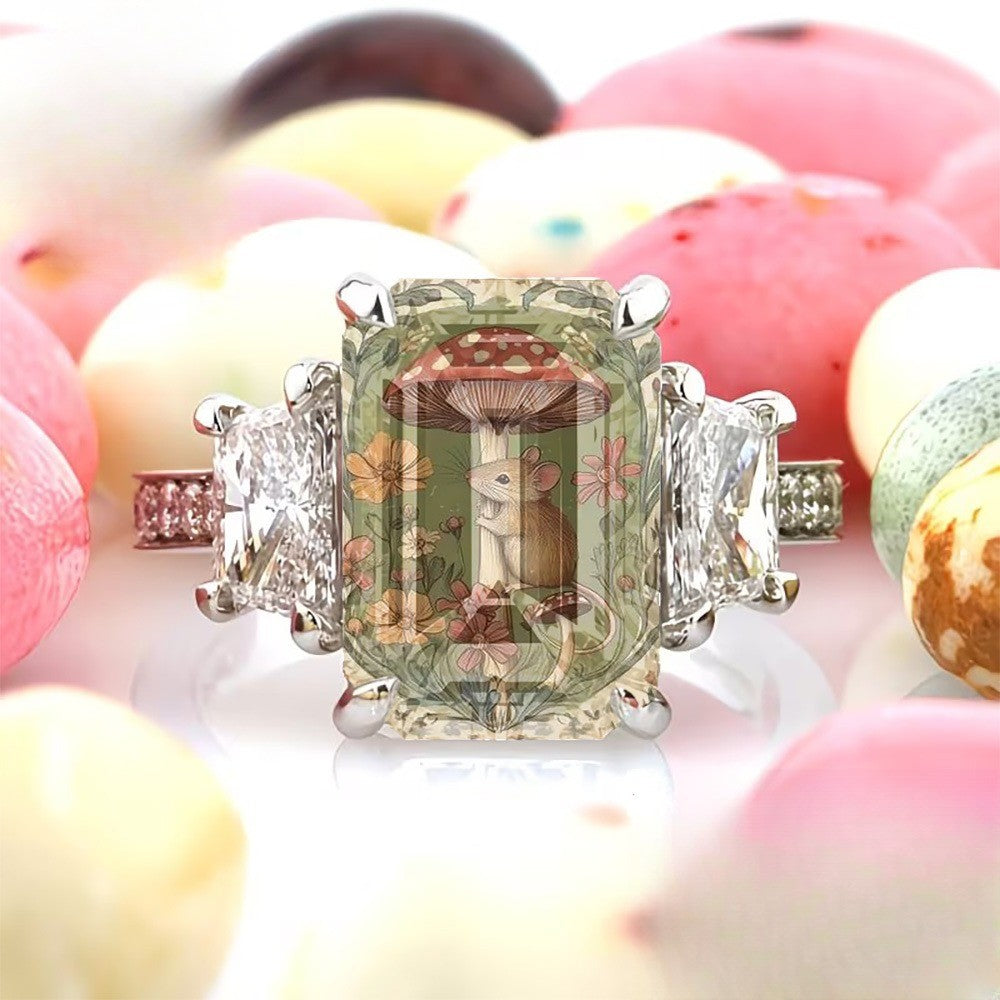 Mouse & Mushroom Square Ring