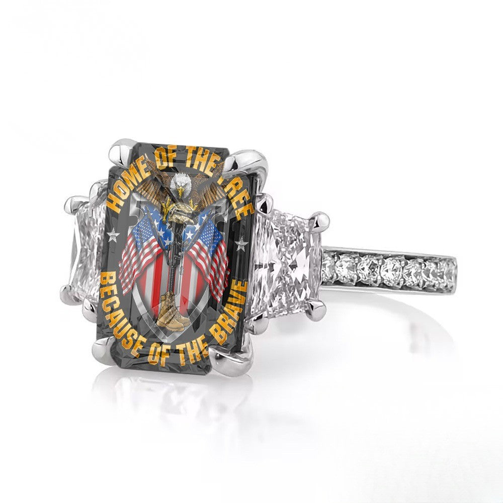 Patriotic Shield Statement Ring