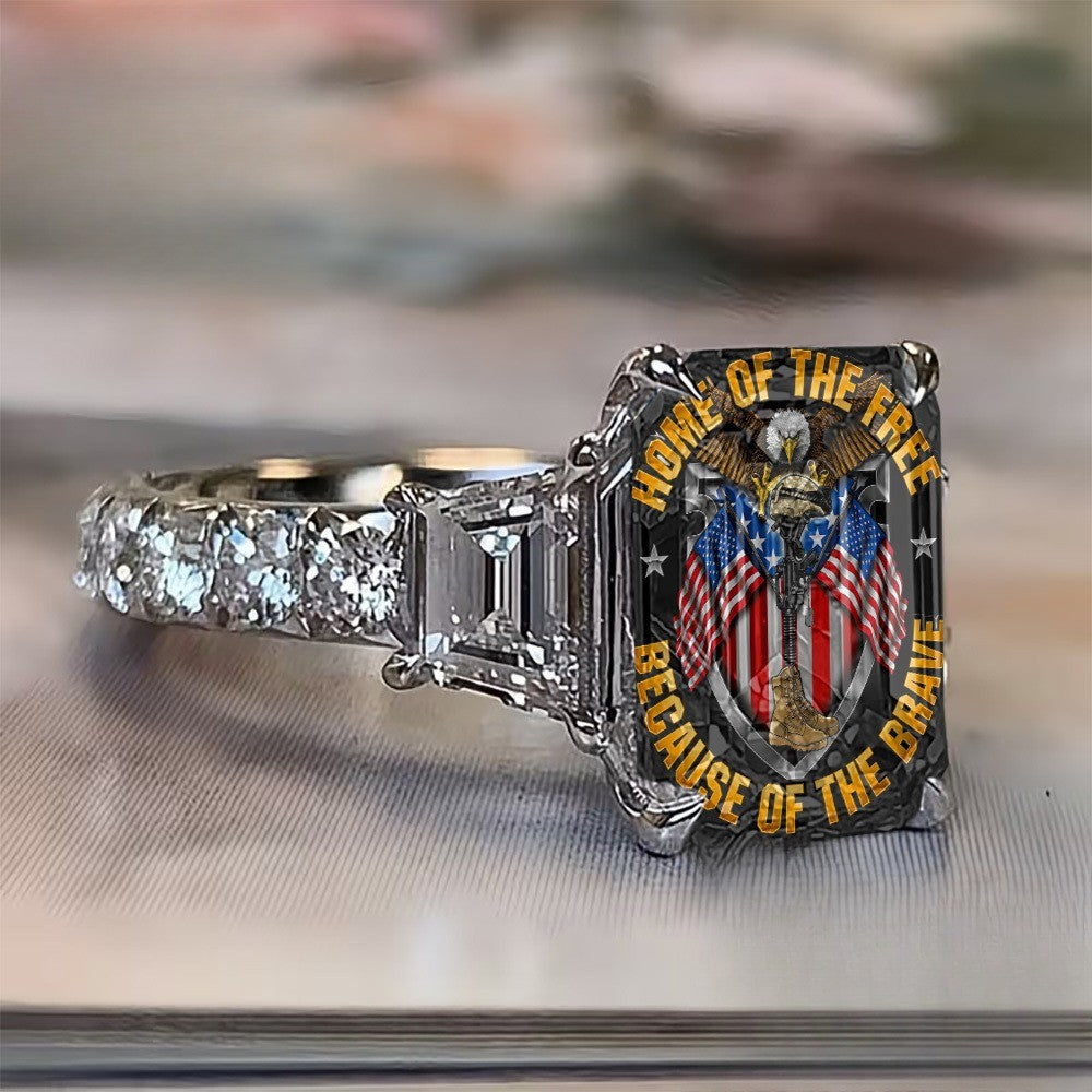 Patriotic Shield Statement Ring