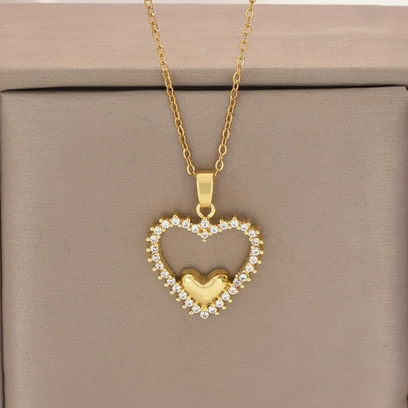 Cubic Zirconia Framed Heart Necklace