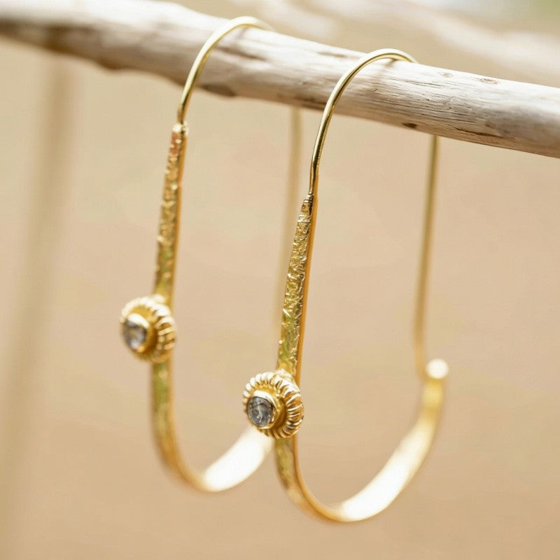 Moonstone Textured U-Shape Earrings