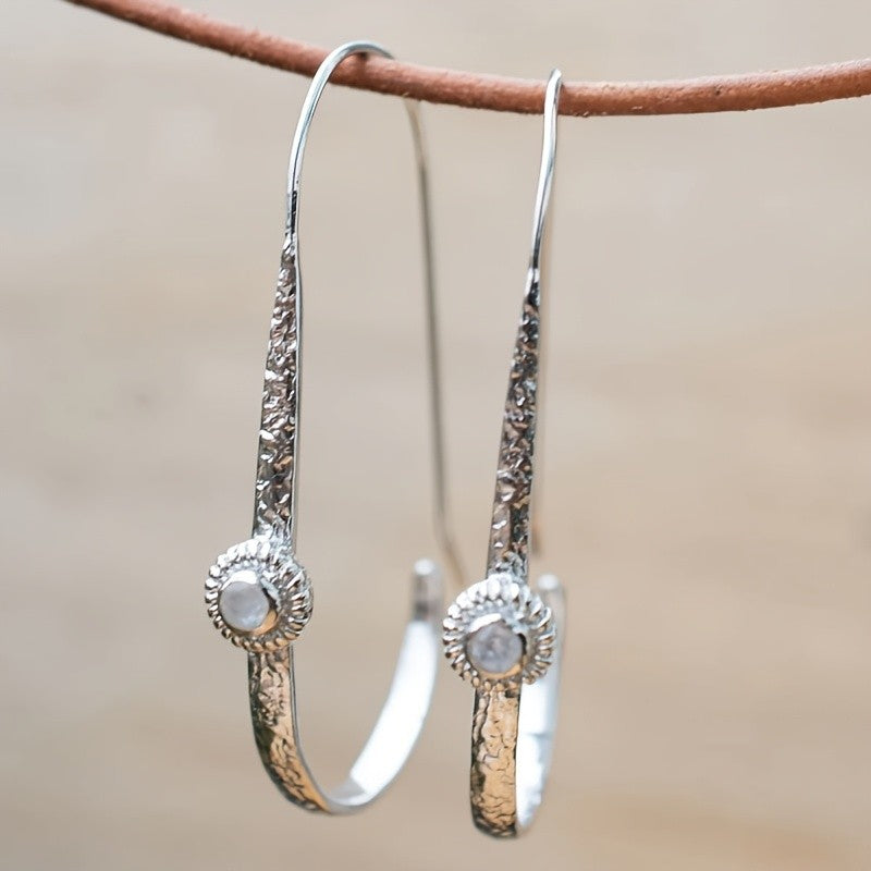 Moonstone Textured U-Shape Earrings